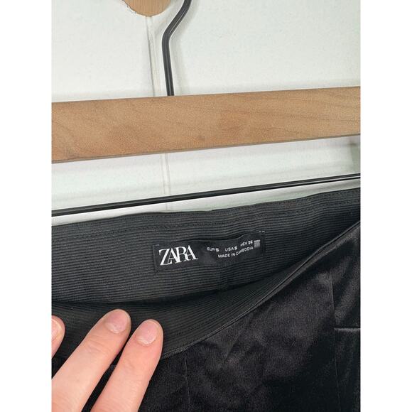 Zara Blck Satin Effect High Rise Split Leg Leggings Small High Rise Blogger Fave - Picture 9 of 9